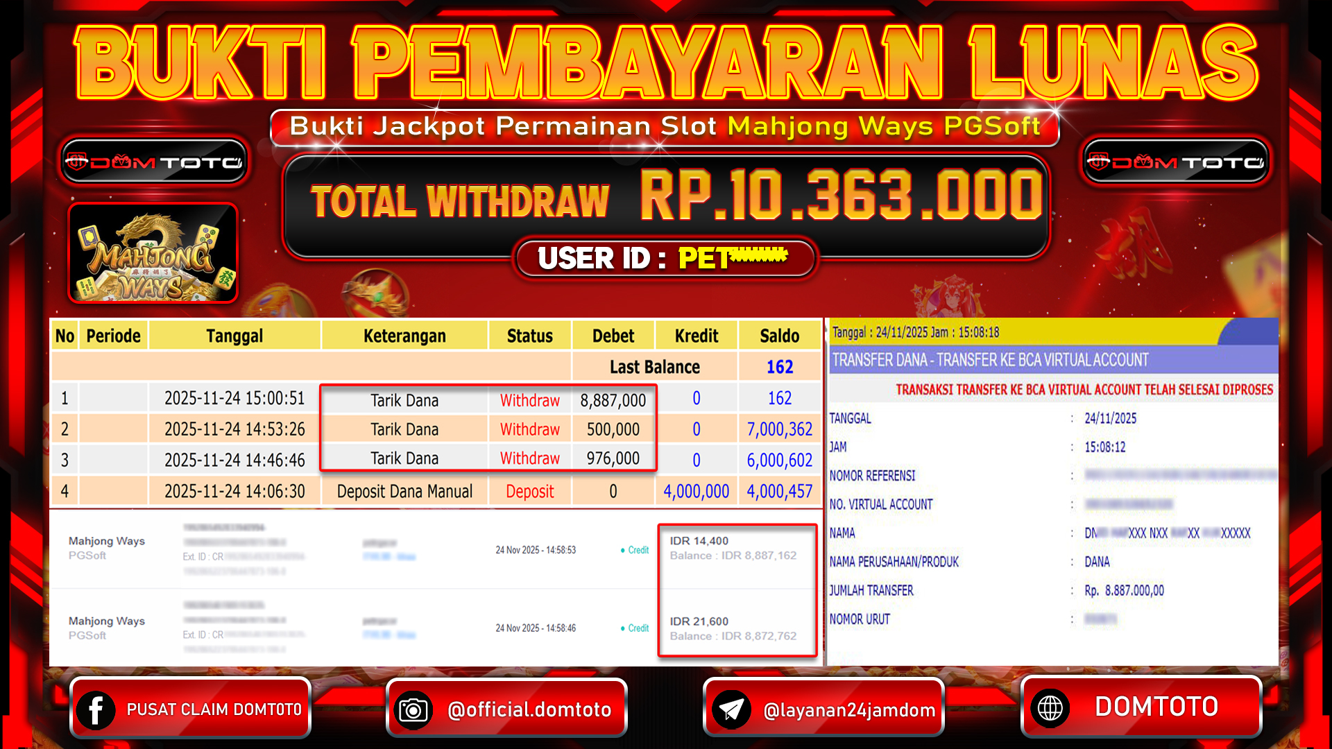 JACKPOT SLOT Mahjong Ways PGSOFT 24 NOVEMBER 2025